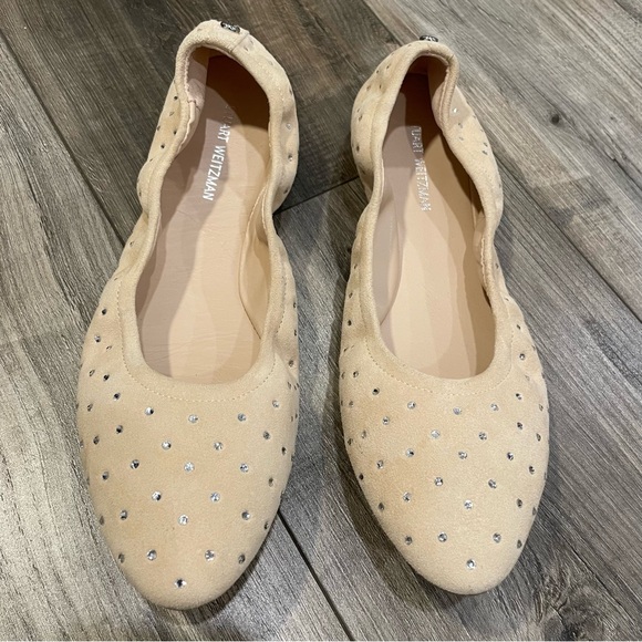 Stuart Weitzman Bling Ballet Flats Suede 8M - Picture 6 of 8